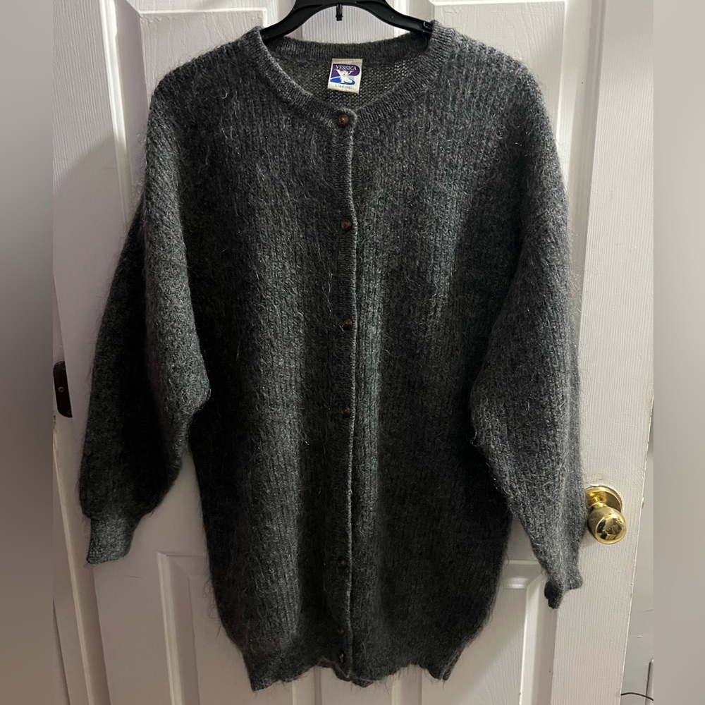 Vintage Mohair Blend Cardigan With gold Buttons Women’s L 44/46 “Yessica” 1980’s